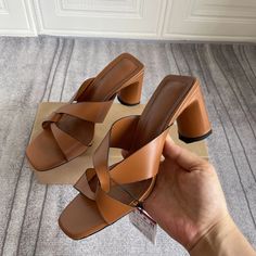 Lasaky - Stylish Open-Toe High Heel Sandals with Cross Straps - Perfect for Outdoor Wear Vintage Leather Sandals, Casual White Sneakers, Elegant Heels, Types Of Heels, High Heel Mules, Open Toe High Heels, Spool Heel, Square Head, Heel Mules