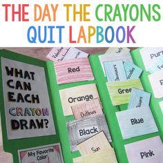 the day the crayons quit lapbook is open to reveal what they are doing