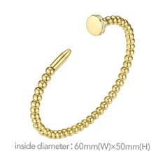 The Elodie Bracelet brings a modern twist to timeless elegance. Featuring a sleek, open design with a beaded texture, this bracelet is crafted from high-quality stainless steel and coated in 18K gold for a luxurious finish. The distinctive round clasp, accented with fine detailing, adds a touch of sophistication to this minimalistic piece. Its lightweight yet durable structure ensures comfortable wear, while the hypoallergenic and nickel-free properties make it perfect for everyday elegance. Wit Luxury Adjustable Jewelry With Sliding Knot, Luxury Adjustable Jewelry With Stainless Steel Clasp, Luxury Bracelet With Stainless Steel Clasp, Luxury Bangle With Hidden Clasp, Modern Luxury Jewelry With Sliding Knot, Classic Luxury Braided Jewelry, Luxury Nickel-free Fine Jewelry, Luxury Twisted Jewelry For Women, Luxury Bangle Jewelry With Hidden Clasp