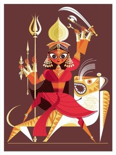 The Big Poster Book of Hindu Deities Ma Durga Illustration, Maa Bhavani, Durga Face, Big Poster, Ma Durga, Poster Book, Indian Illustration, Durga Painting