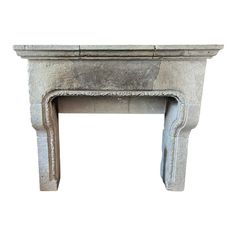 an old stone fireplace with a white background