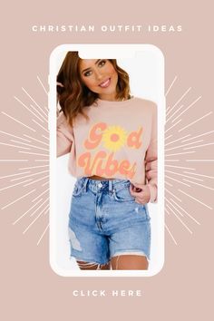 Women's Christian Shirt with Graphic Design "God Vibes". Tuck this women's graphic design, long sleeve top with a pair of jeans this fall, or wear this women's christian top as an oversized sweatshirt with a pair of cute leggings! Womens Christian Shirts, Cute Leggings, Christian Shirt