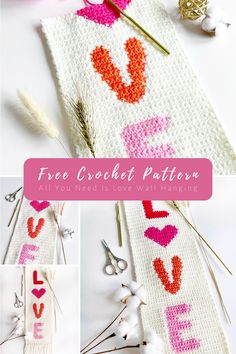 crochet pattern with the words love written on it