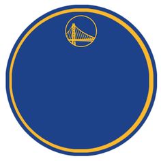 the golden state warriors logo on a blue and yellow circle with an orange stripe around it