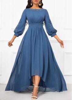 Color:Dusty Blue;Size:S;Size:M;Size:L;Size:XL;Size:XXL;Package Contents:1 X Dress;Occasion:Work;Style:Elegant; Modest Dresses For Church Plus Size, Long Dress Puffy Sleeves, Dust Blue Dress, Formal Dresses Long With Sleeves Classy Beautiful Evening Gowns, Nail Color For Dusty Blue Dress, Dusty Blue Mother Of The Groom Dresses, Mother Of The Bride Dress Blue, Formal A Line Dresses, Dusty Blue Dress Outfit