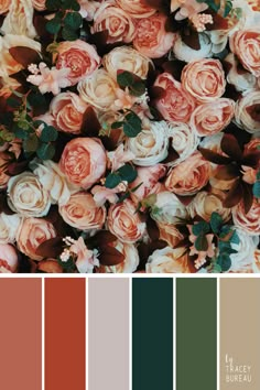 a bunch of flowers that are on top of some color swatches in different colors