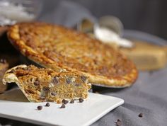 a close up of a pie on a plate