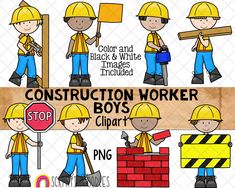 construction worker clipart for kids to use in the classroom or at home as part of an art project