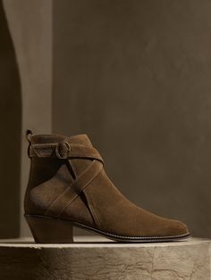 Stella Suede Boot | Banana Republic Rugged Style, Suede Ankle Boots, Soft Suede, Brown Suede, Lambskin Leather, Suede Boots, Stacked Heel, Chukka Boots, Custom Fit