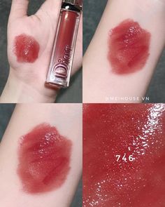 Dior Swatches Lip, Jisoo Dior Lipstick, Dior Makeup Lipstick, Dior Red Lipstick Aesthetic, Dior Red Lipstick, Lip Balm Set