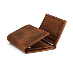 Style n Craft 300790-BR Trifold Wallet in Leather - brown color - closed view - front angled view showing outside pocket Brown Business Card, Boot Wallet, N Craft, Personalized Leather Wallet, Leather Trifold Wallet, Front Pocket Wallet, Brown Style, Pocket Wallet, Leather Bifold Wallet