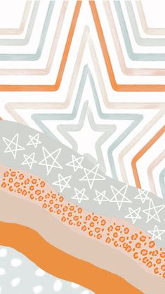 an abstract background with stars and chevrons in orange, blue, grey and white