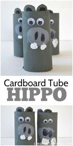 the cardboard tube hipo craft is made with construction paper and glue to make it look like an animal