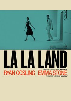 the cover of la la land by ryan gosling emma stone, featuring two people walking