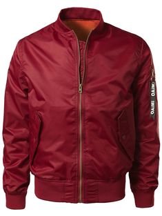 Zip Up Bomber Jacket with Pocket Detail - Wine Red - 3V31511421 - Men's Clothing, Men's Outerwear, Men's Jackets  #MensJackets #Men's #Clothing # #Men's #Outerwear # #Men's #Jackets Fall Windbreaker With Ribbed Cuffs For Outdoor Activities, Red Outerwear With Ribbed Cuffs For Fall, Red Outdoor Outerwear With Zipper Closure, Burgundy Zipper Closure Outerwear For Winter, Burgundy Winter Outerwear With Zipper Closure, Casual Burgundy Winter Outerwear, Red Nylon Outerwear With Pockets, Casual Burgundy Outerwear With Pockets, Ma 1 Jacket