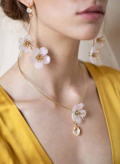 Plum Blossoms, Jewellery Bridal, Bridal Accessories Jewelry, Bridal Earrings Drop, Flower Circle, Clay Flower, Jewelry Bridal, Crystal Chain, Clay Flowers