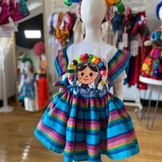 Doll Tutu, Mexican Dresses, Tutu Skirt, Barrette Clip, Poplin Fabric, Dia De Muertos, Skirt Top, Hair Bow, Pink Yellow