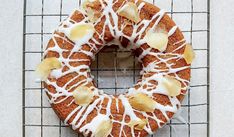 a cake sitting on top of a cooling rack