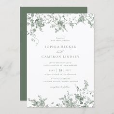 Cute Wedding blank Simple Wedding Invitations Green, White Green And Silver Wedding, Purple And Green Invitations, Wedding Invitations Forest Green, Botanical Wedding Reception, Green Wedding Moodboard, Invite Wedding Card, Simple Floral Wedding Invitations, Sage Green And Silver Wedding