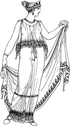 an ancient greek woman holding a fan in her hand, vintage line drawing or engraving