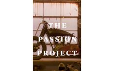 the passion project book cover with an old motorcycle sitting in front of a large window