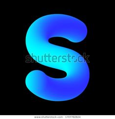 the letter s in blue light on black background