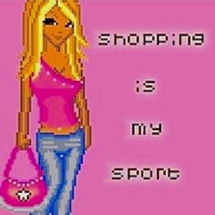 a woman holding a pink handbag with the words shopping is my sport