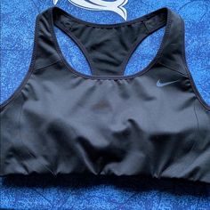 Brand New, Mesh Back, Poly/Spandex, Small Mark Left On Strap By The Price Tag Nike Fitted Activewear With Built-in Padding, Nike Gray Activewear For Sports Events, Nike Gray Activewear For Workout, Fitted Black Nike Sports Bra, Nike Black Fitted Sports Bra, Nike Brand, Sports Bras, Price Tag, Black Nikes