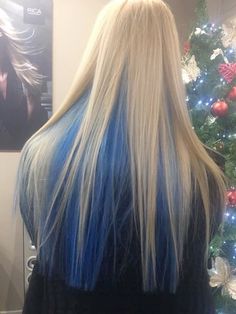 Blonde With Dark Blue Highlights, Blue Under Blonde Hair, Blonde And Navy Blue Hair, Blonde And Dark Blue Hair, Blue Hair And Blonde, Blue Underneath Hair Blonde, Blonde With Blue Underneath, Dark Blue And Blonde Hair