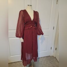 Nwt Asos Designs Wine Color Maxi Dress. Beautiful Sheet Balloon Sleeves. One Minor Call Out.. One Button Loop Needs To Be Reattached. See Last Photo. Originally $80. All Of My Items Come From A Clean And Smoke-Free Home. Please Feel Free To Contact Me With Any Questions. Thanks! Elegant V-neck Maxi Dress With Buttons For Party, V-neck Maxi Dress With Button Closure For Party, Red Party Dress With Button Closure, Red Buttoned Midi Dress For Party, Maxi Length Party Dress With Button Closure, Party Maxi Dress With Button Closure, Red Button-up Formal Dress, Tan Floral Dress, Black Lace Cocktail Dress