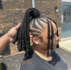 Stitch Braids Into Ponytail, Stitch Braid Ponytail, Braided Ponytail Black Hair, Feed In Braids Ponytail, Hair Braid Patterns, Braided Hairstyles For Black Women Cornrows, Hair Braid Videos, Braided Ponytail Hairstyles