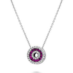 Roman & Jules 14K White Gold Pink Sapphire & Diamond Circle Necklace Diamond White Round Halo Necklace, Diamond White Halo Round Necklace, White Round Halo Diamond Necklace, White Halo Diamond Necklace, Formal Silver Halo Necklace, Formal Necklace With Round Stone And Halo Setting, Fine Jewelry Halo Design Round Necklace, White Gold Halo Design Round Necklace, Timeless Halo Necklace With Round Pendant