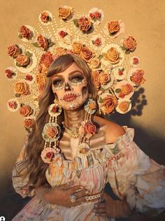 Day Of The Dead Makeup, Beautiful Halloween Makeup, Creative Halloween Makeup, Sugar Skull Costume, Cool Halloween Makeup