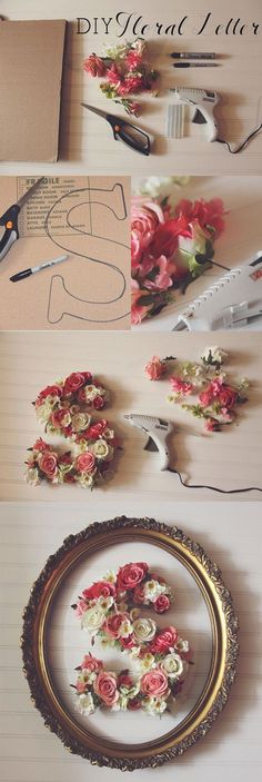 there are flowers on the table next to scissors and other items that have been cut out