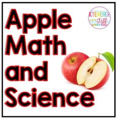 an apple with the words apple math and science in front of it, on a white background