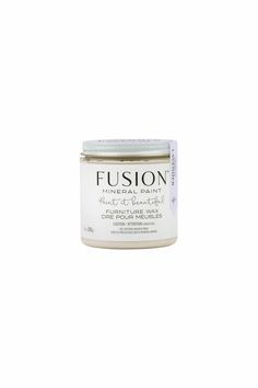 a jar of cream with the words fusion on it and an image of a white background