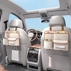 the interior of a car with multiple compartments