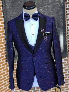 Galaxy Tuxedo Wedding, Celestial Wedding Tuxedo, Starry Night Prom Outfit For Men, Blue And Gold Suit, Euphoria Prom, Prom Men, Prom Suits For Men