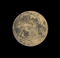 an old photo of the moon taken from space in black and gold color with no clouds