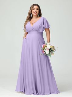 a woman in a long purple dress