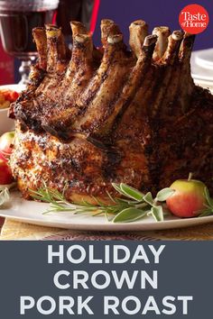 the holiday crown pork roast is ready to be eaten