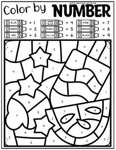 the color by number worksheet for kids with numbers and shapes to help them learn how