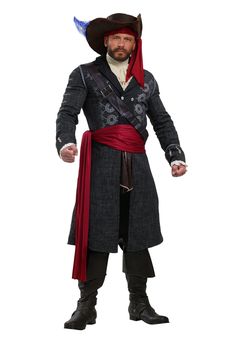 a man dressed in an old fashioned pirate costume