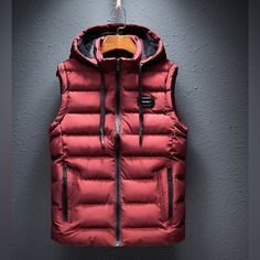 Nwt Limitsix Paris Hooded Vest In Red Wine Size Small A Year-Round Casual Staple Designed With Comfort And Style Like No Other. Cut In A Slim Fit From A High-Quality Performance-Ready Blend That Locks In The Heat. Features A Zip-Up Front With Two Secure Pockets. Complete With A Hood For Added Protection Against The Elements. Mens Down Vest, Mens Vest Casual, Mens Vest Jacket, Cargo Vest, Utility Vest, Winter Vest, Man Down, Hooded Vest, Casual Vest