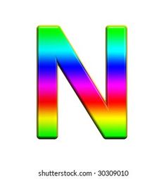 the letter n is colored in rainbow colors