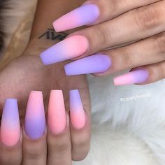 NailFetishh ✨ on Instagram: “Sunset Princess🌅 • Where do you want to go on vacation?👇🏼 📷: @rosielybeauty - #nailove #nailofinstagram #nailfies #nails_page #mattenails…” Nails Design For Summer, Pink And Purple Nails, Gel Coffin, Color Manicure, Ombre Acrylic, Unghie Sfumate, Ombre Acrylic Nails, Cute Acrylic Nail Designs, Coffin Nails Long