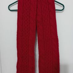 Bath And Body Works Super Long 99x7.5 Inches Bright Red Super Cozy Ribbed Crocheted Knit Scarf With Hand Warmers On Each End And Pompom Accent Fringe. Brand New 100% Acrylic Crocheted Scarf, Ribbed Scarf, Scarf Trends, Michael Kors Scarf, Cable Knit Scarf, Red Scarves, Long Knit, Crochet Scarves, Bath Body Works