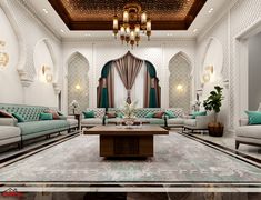 Islamic Majlis, Arabian Living Room, Moroccan Majlis, Islamic Palace, Islamic Interior, Arabic Living Room, Arabic Interior Design, Majlis Design