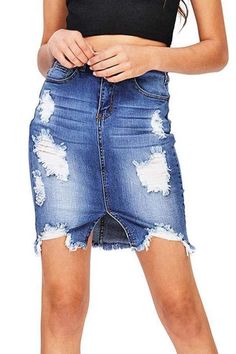 Details: Material: Denim Style: Casual Pattern Type: Solid Fit Type: Straight Dresses Length: Knee Length Silhouette: A Line SIZE(IN) US Waist Hip Length S 6 26.8 36.6 16.9 M 8 28.7 38.6 16.9 L 10 30.7 40.6 17.3 XL 12 32.7 42.5 17.3 XXL 14-16 34.6 44.5 17.7 Tips: Due to the many variations in monitors, the color in the image could look slightly different, please take physical design and color shall prevail. Please allow 0.4"-1" differs due to manual measurement. Blue Distressed Denim Skirt For Summer, Distressed Blue Denim Skirt For Summer, Blue Denim Dress, Solid Color Pants, Dresses Xxl, Trendy Fashion Outfits, Straight Dress, Denim Style, Sleeveless Jumpsuits