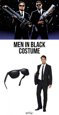 Mens Last Minute Costume Ideas, Man In Black Costume, Last Minute Cosplay, Movie Star Costumes, Mens Halloween Costumes Diy, Men In Black Costume, Casual Halloween Costumes, Last Minute Halloween Costume Ideas, Sleeping Beauty Costume